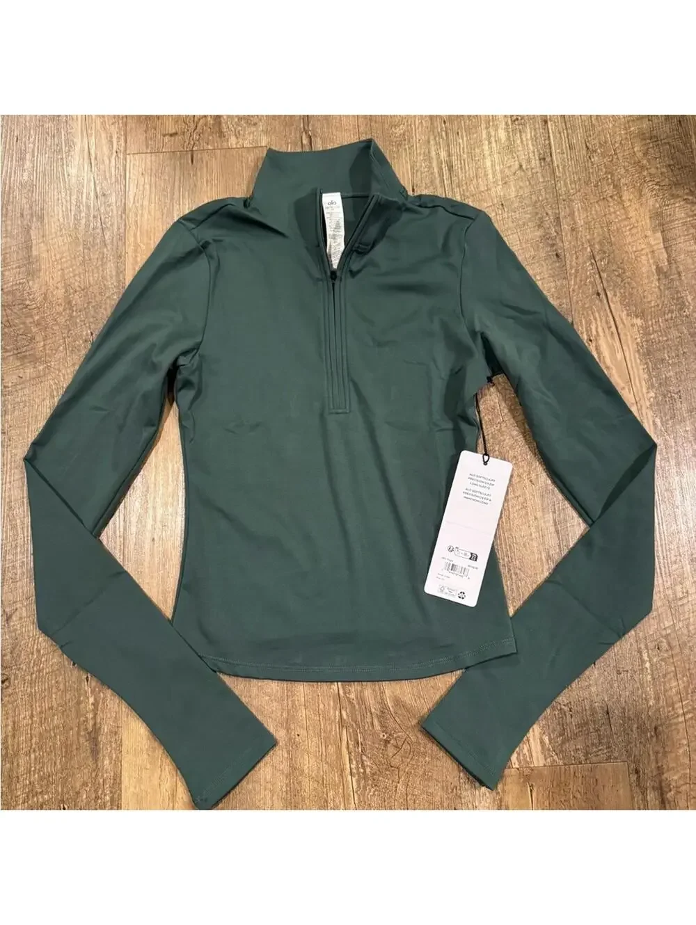 NWT ALO Yoga Softsculpt Precision 1/4 Zip Long Sleeve (Clover Green) Size XS